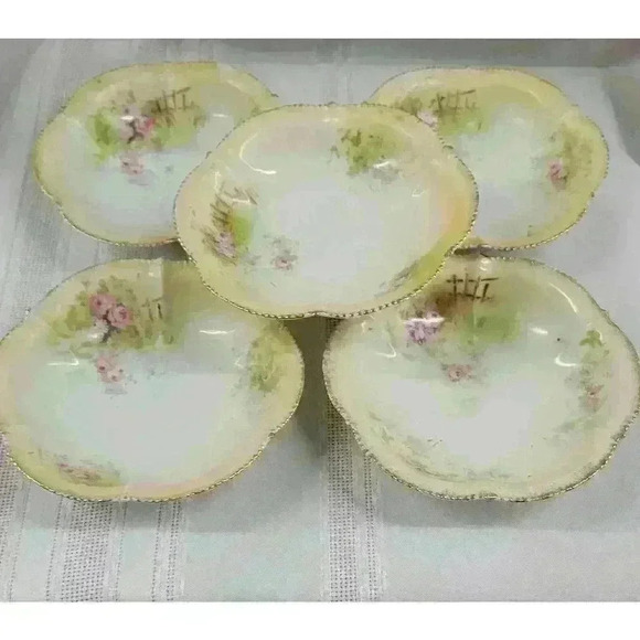 Set of 5- Antique-Hand Painted Demi Bowls - Picture 1 of 4